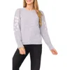Cece Floral Embroidered Crewneck Sweater In Gray