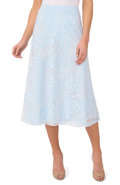 Cece Floral Embroidery Bias Midi Skirt In Spa Blue