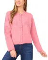 Cece Women's Flower Embroidery Long Sleeves Cardigan Sweater In Pink