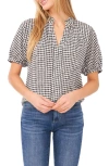 CECE FLORAL EMBROIDERY GINGHAM TOP