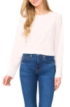 Cece Floral Embroidery Long Sleeve Crepe Shirt In New Ivory