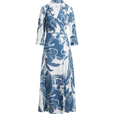 Cece Floral Faux Wrap Maxi Dress In Blue
