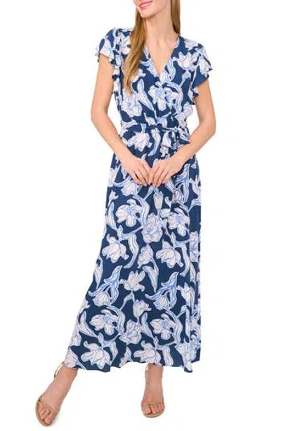 CECE CECE FLORAL FAUX WRAP MAXI DRESS
