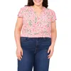Cece Floral Graphic Flutter Sleeve Top