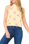 Cece Floral Halter Neck Top In Lemon Drop