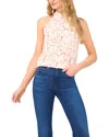 Cece Floral Halter Neck Top In New Ivory