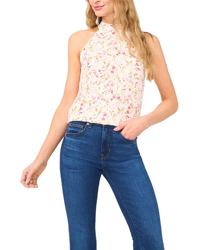 Cece Floral Halter Neck Top In New Ivory