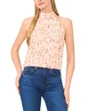 Cece Floral Halter Neck Top In Sugar Peach