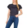 Cece Floral Jacquard Puff Sleeve Top In Black
