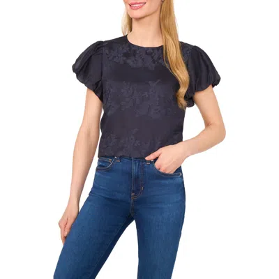 Cece Floral Jacquard Puff Sleeve Top