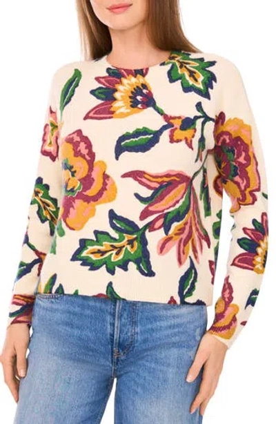 Cece Floral Jacquard Sweater In Black