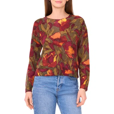 Cece Floral Jacquard Sweater In Multi