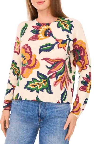 Cece Floral Jacquard Sweater In Black