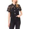 Cece Floral Lace Button-up Shirt In Black