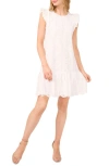 Cece Women's Floral Lace Ruffle Sleeve Mini Dress In Ultra White