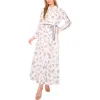 Cece Floral Long Sleeve Cotton Maxi Shirtdress In Pink