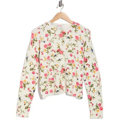 Cece Floral Long Sleeve Crewneck Sweater In Multi