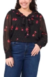 Cece Floral Metallic Fleck Top In Animal Print