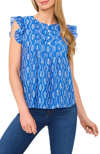 Cece Floral Pintuck Pleat Top