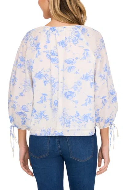 Cece Floral Print Button-up Woven Shirt In New Ivory