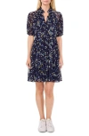 Cece Floral Print Dress In Classic Navy Blue