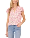 CECE CECE FLORAL PRINT FLUTTER SLEEVE TOP