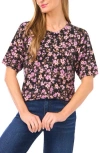 Cece Printed Crewneck Short Sleeve Sweater In Multi