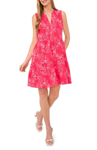 Cece Floral Print Sleeveless Dress In Pink