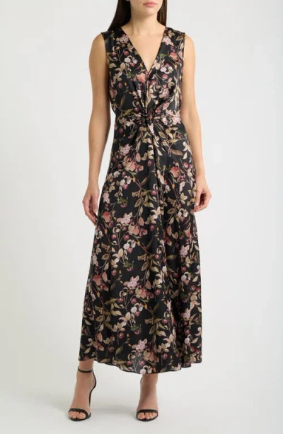 Cece Floral Print Sleeveless Maxi Dress In Multi