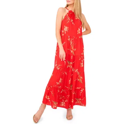 Cece Floral Print Tiered Maxi Dress