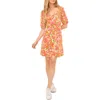 Shop Cece Floral Puff Sleeve Dress In Paradise Pink