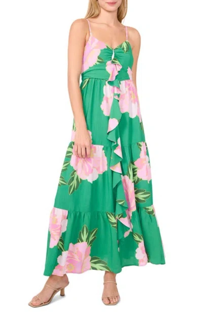 CECE CECE FLORAL RUFFLE MAXI SUNDRESS