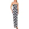 Cece Floral Sequin Strapless Gown In Rich Black