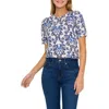 Cece Floral Short Sleeve Sweater In Multi
