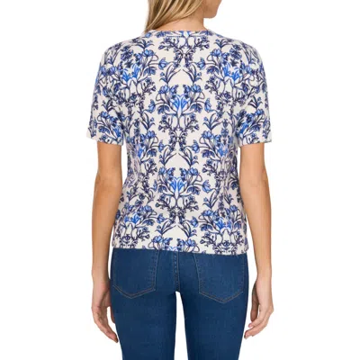CECE CECE FLORAL SHORT SLEEVE SWEATER