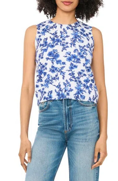 Cece Floral Sleeveless Sweater In Blue