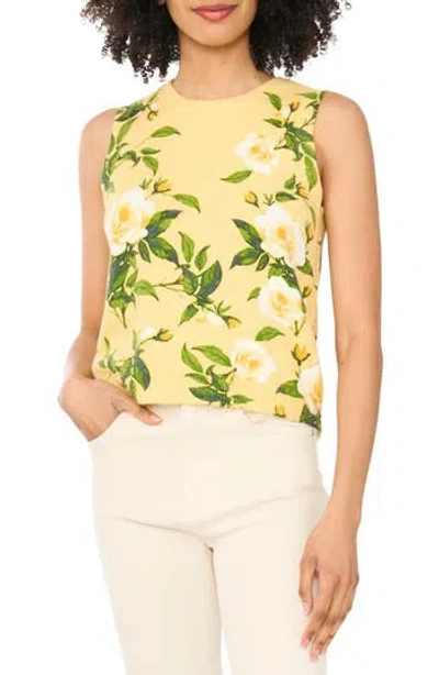 Cece Floral Sleeveless Sweater In Yellow