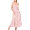 Cece Floral Stamp Print Linen Blend Maxi Dress