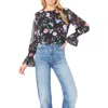 Cece Floral Stripe Top In Black