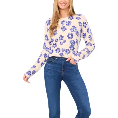 Cece Floral Sweater In Blue