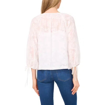 CECE CECE FLORAL TIE NECK TOP