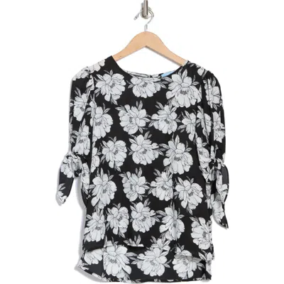 Cece Floral Tie Sleeve Top In Black