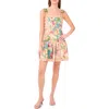 Cece Floral Tie Strap Minidress In Multi