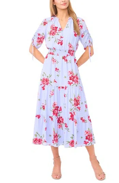 Cece Floral Tiered Dress In Multi
