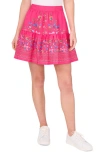 Cece Floral Tiered Miniskirt In Beetroot Pink