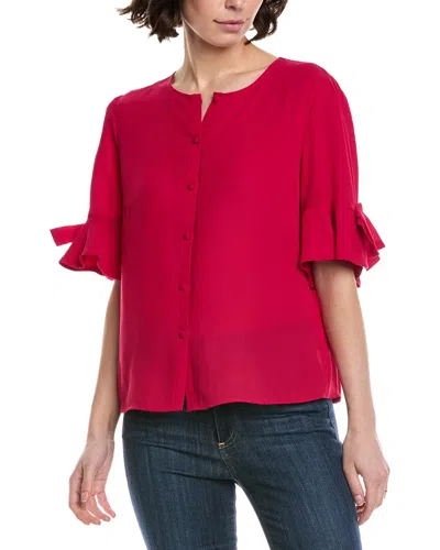 Cece Flounce Bow Sleeve Top In Red