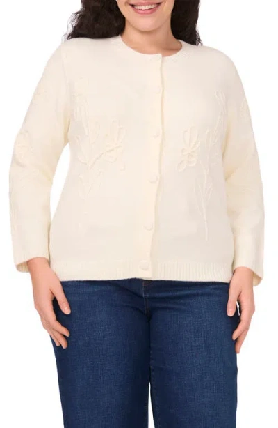 Cece Flower Embellished Cardigan In Yellow