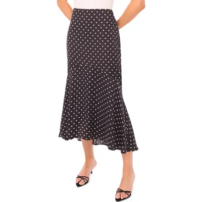 Cece Charmeuse Flouncy Hem Midi Skirt In Black
