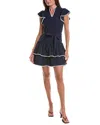 Cece Flutter Midi Dress In Blue