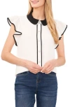 Cece Flutter Sleeve Blouse In New Ivory
